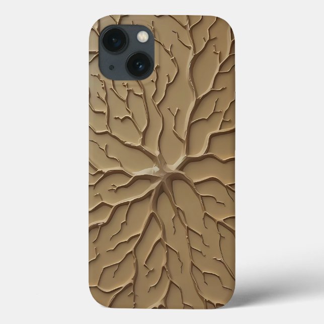 Khaki Organic Embossed Pattern iPhone Case (Rückseite)