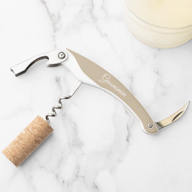 Khaki Personalisiert Wedding Trauzeuge Kellnermesser (Vorderseite)