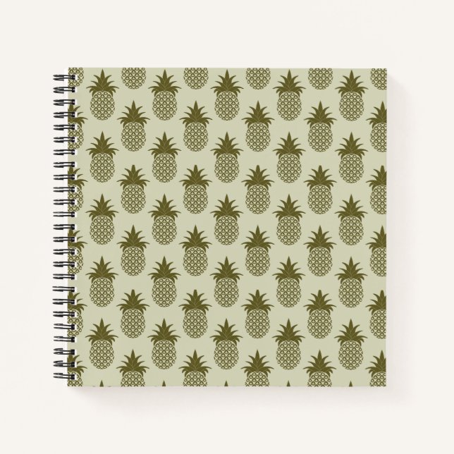 Khaki Pineapple Pattern Notizbuch (Vorderseite)
