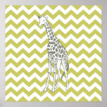 Khaki Safari Zickzack mit Pop Art Giraffe Poster<br><div class="desc">Mod Zickzack Muster in der Safari Moods Farbpalette von Emporio Moffa,  mit Pop-Kunstgiraffe auf einer Seite.</div>