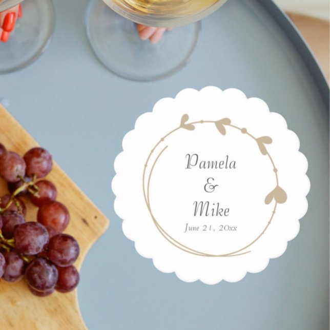 Khaki Simple Heart Wreath Wedding Untersetzer (In Situ Wedding)