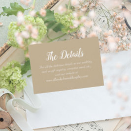 Khaki Simple Style Wedding Details Begleitkarte