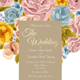 Khaki Simple Style Wedding Folieneinladung