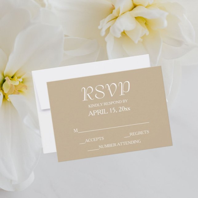 Khaki Simple Style Wedding RSVP Karte (In Situ Wedding)