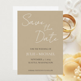 Khaki Simple Style Wedding Save The Date