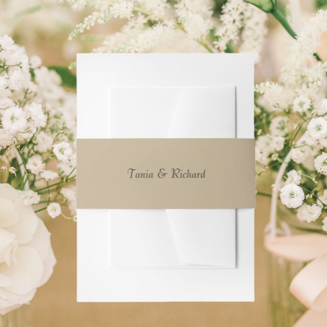 Khaki Simple Stylized Name Wedding Einladungsbanderole (In Situ Wedding)