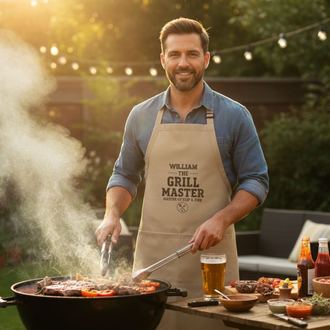 Khaki/Tan Apron The Grill Master - Personalized  Schürze (Von Creator hochgeladen)