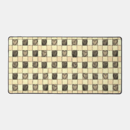 Khaki tan Creme Herzgingham Desk Mat Schreibtischunterlage