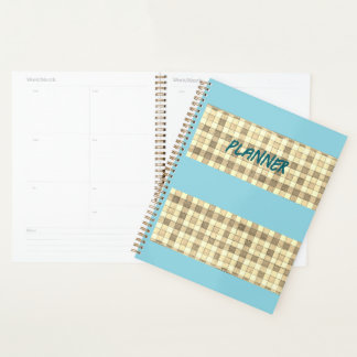 Khaki tan Gingham mit blauem Streifenplaner Planer