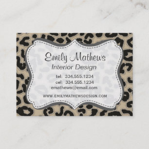 Khaki, Tan, Leopard Animal Print Visitenkarte