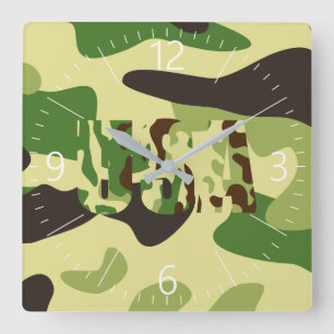 Khaki-Tarnschild Quadratische Wanduhr