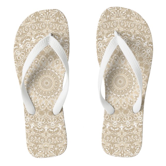 Khaki und Mandala-Muster Flip Flops (Fußbett)