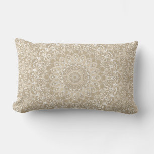 Khaki und Mandala-Muster Lendenkissen