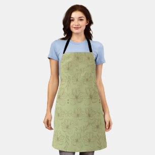 Khaki- und Salbeigrün Boho-Blumenmuster Schürze