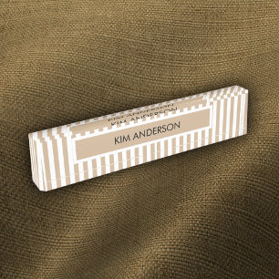 Khaki Weiß gestreift Namensplakette