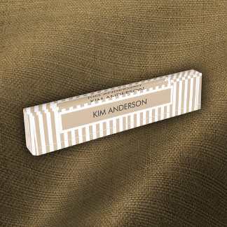Khaki Weiß gestreift Namensplakette
