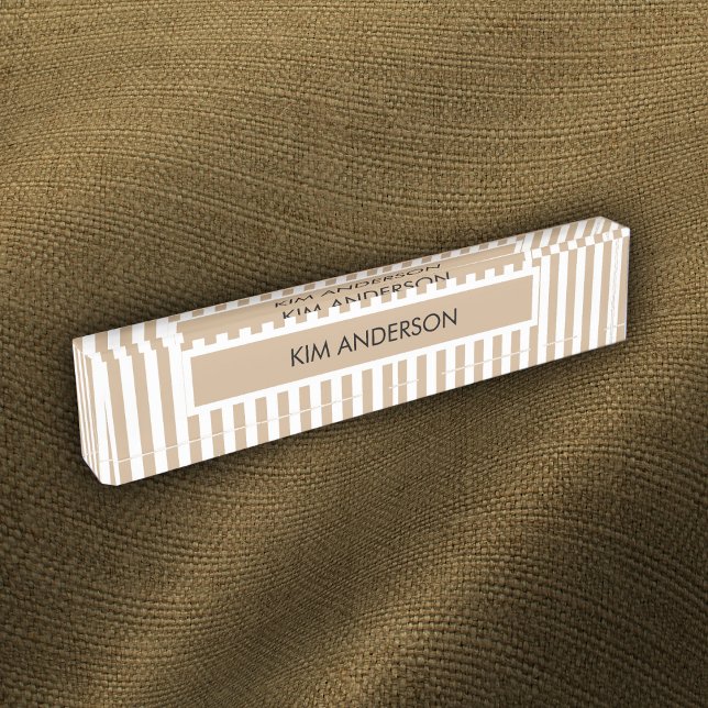 Khaki Weiß gestreift Namensplakette (Von Creator hochgeladen)