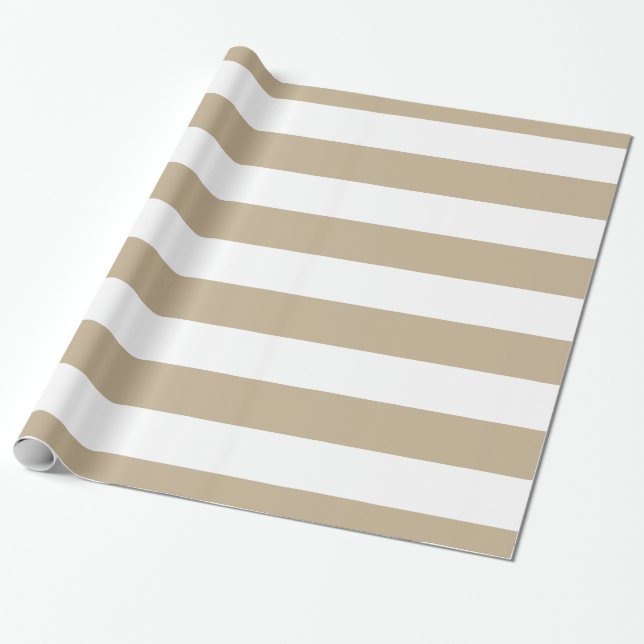 Khaki, White XL Stripes Muster Geschenkpapier (Ungerollt)