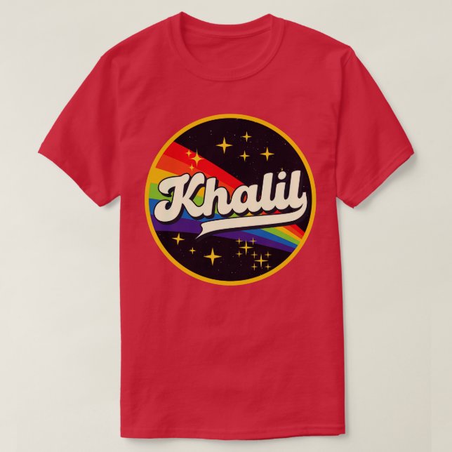 Khalil Regenbogen im Weltraum Vintager Stil T-Shirt (Design vorne)