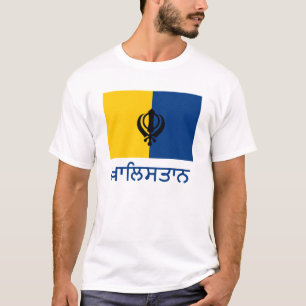 Khalistan Flagge mit Namen auf Punjabi T-Shirt