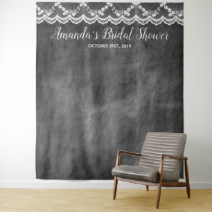 Khalkboard Lace Brautparty Foto Stand Wandteppich