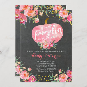 Khalkboard Pink Fall Pumpkin Einladung