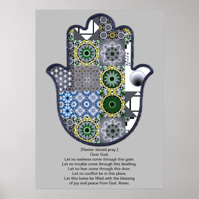Khamsa Hand Poster Design 2 Mieter Hochwertig (Vorne)