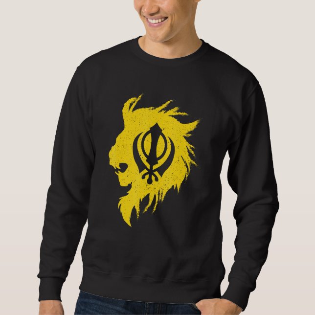 Khanda Lion Kaur Punjabi Sikhism Sikh Sweatshirt (Vorderseite)