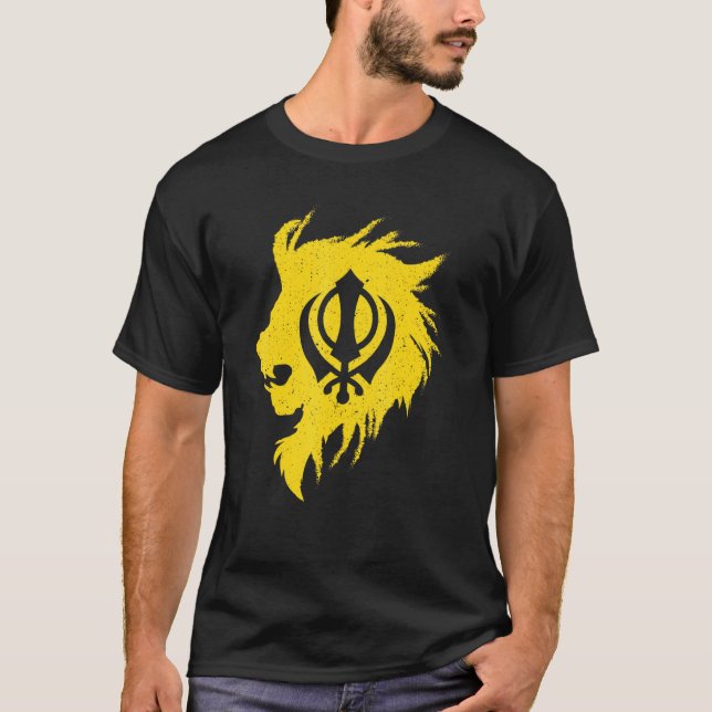 Khanda Lion Kaur Punjabi Sikhism Sikh T-Shirt (Vorderseite)