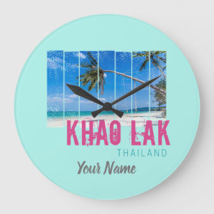 Khao Lak Phang-Nga Thailand Vintag Beach Souvenir Große Wanduhr