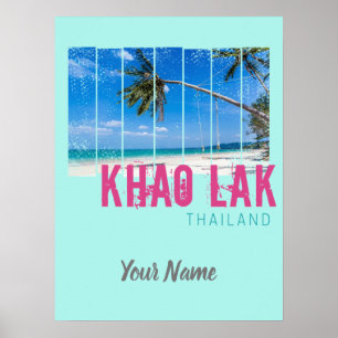 Khao Lak Phang-Nga Thailand Vintage Strand Souveni Poster