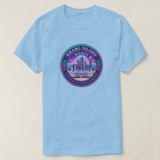 Kharg-Insel-Homes Iran Vaporwave Blaues T-Shirt