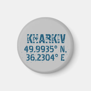 Kharkiv Ukraine Latitude & Longitude beunruhigt Magnet