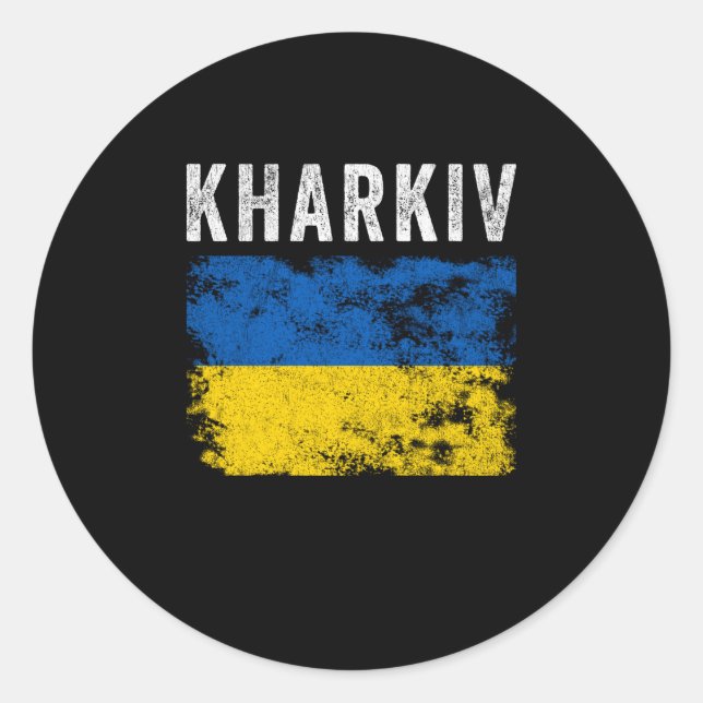 Kharkiv Ukraine Ukrainisches Patriotisch Runder Aufkleber (Vorderseite)