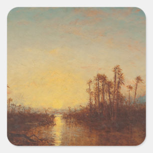 Khartoum, Coucher De Soleil - Félix Ziem Quadratischer Aufkleber