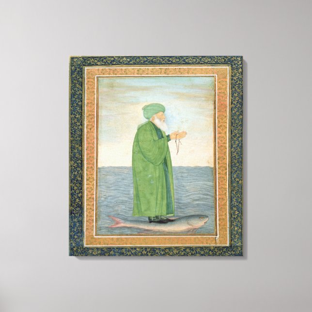 Khawa Khizir Khan reitet auf einem Fisch, vom Klei Leinwanddruck (Vorderseite)