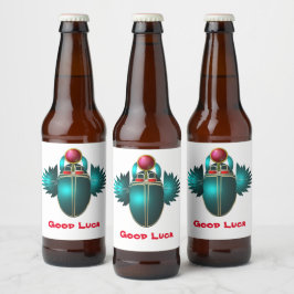 Kherpi Gott der aufsteigenden Sonne, Scharfkäfer. Bierflaschenetikett