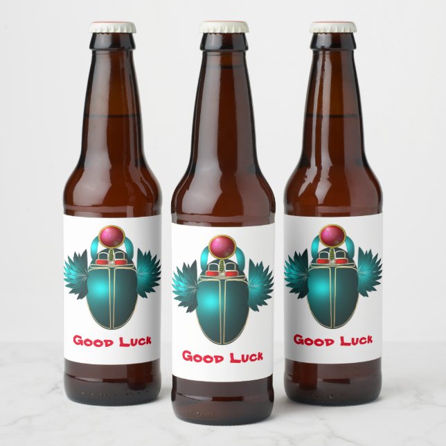 Kherpi Gott der aufsteigenden Sonne, Scharfkäfer. Bierflaschenetikett (Flaschen)