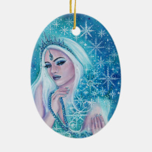 Khione Göttin der Schneekunst von Renee Lavoie Hol Keramik Ornament