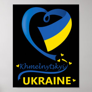 Khmelnytskyi Ukraine Nationalflagge Herz-Emblem Cr Poster