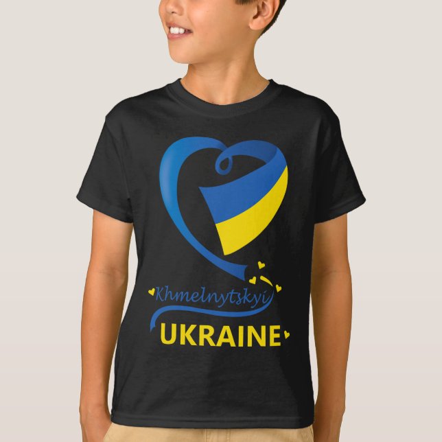 Khmelnytskyi Ukraine Nationalflagge Herz-Emblem Cr T-Shirt (Vorderseite)