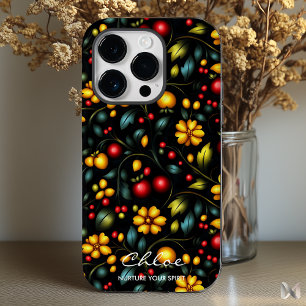 Khokhloma-Blumen-Handyhülle mit kühner moderner No Case-Mate iPhone 14 Pro Hülle