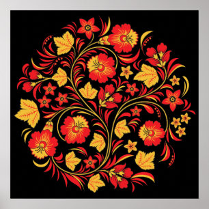 Khokhloma Hohloma Russisches Volkskunstposter Poster