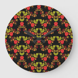 Khokhloma Russian Berries: Traditioneller Stil Große Wanduhr