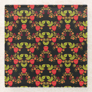 Khokhloma Russische Beeren: Traditioneller Stil Glasuntersetzer