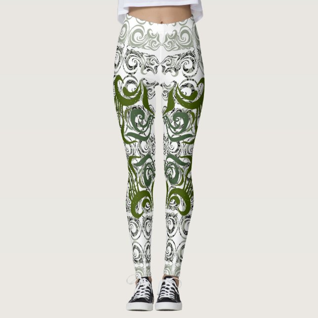 Khokhloma Seaweed Muster Leggings (Vorderseite)
