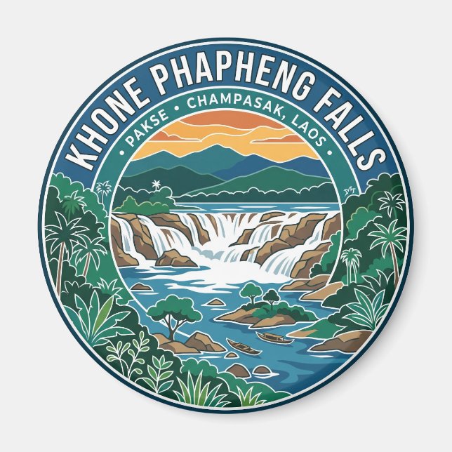 Khone Phapheng Wasserfälle Laos Magnet (Vorne)