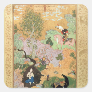 Khusrau sieht Shirin in einem Bach Quadratischer Aufkleber