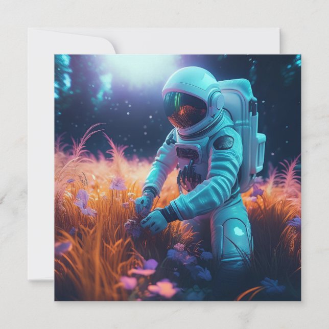 KI-Astronaut Feiertagskarte (Vorderseite)