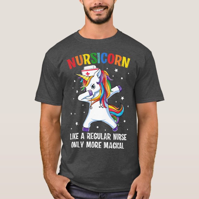 Ki Dabbing Unicorn Nursicorn Nurse Costume Lover T-Shirt (Vorderseite)